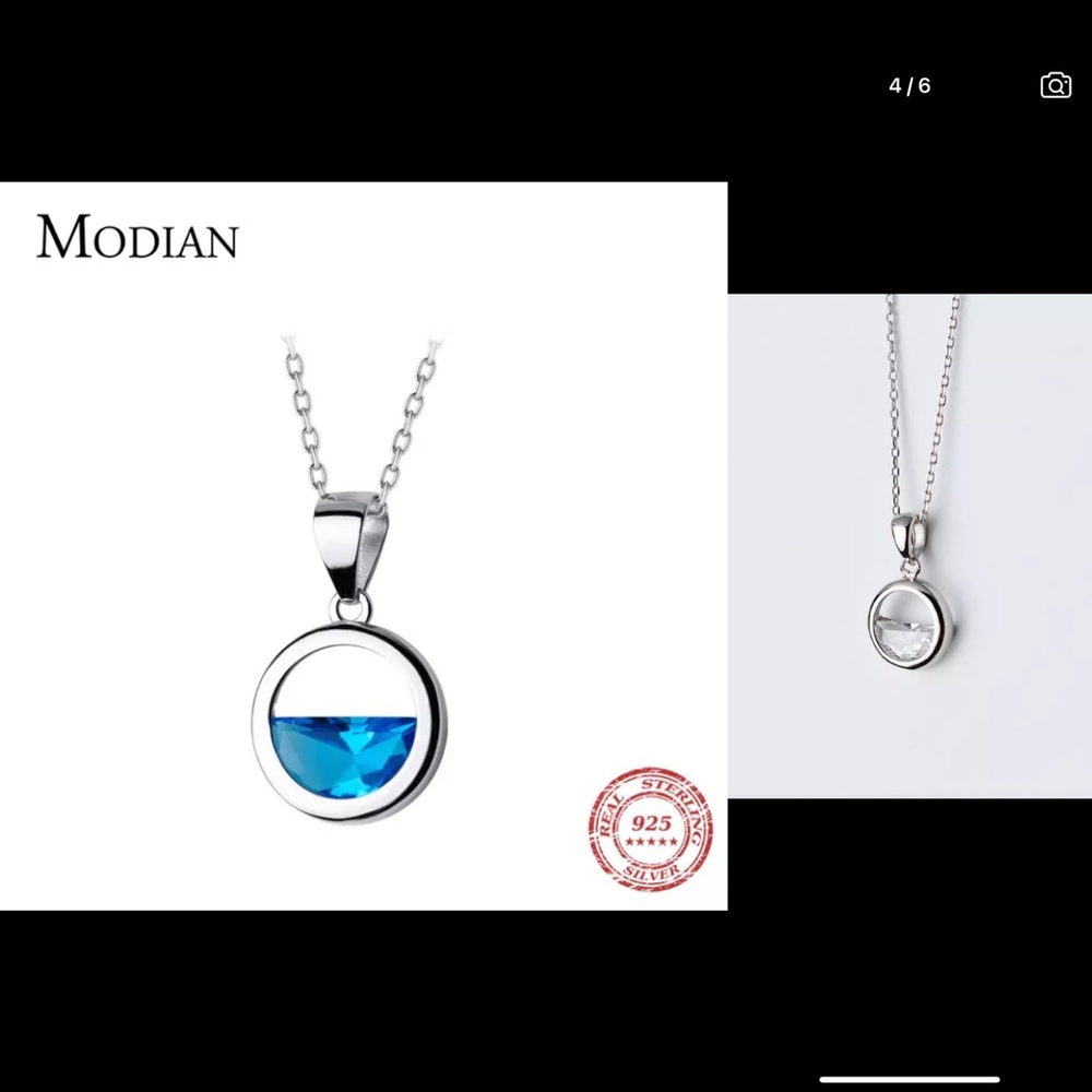 Sterling silver ocean like pendant necklace